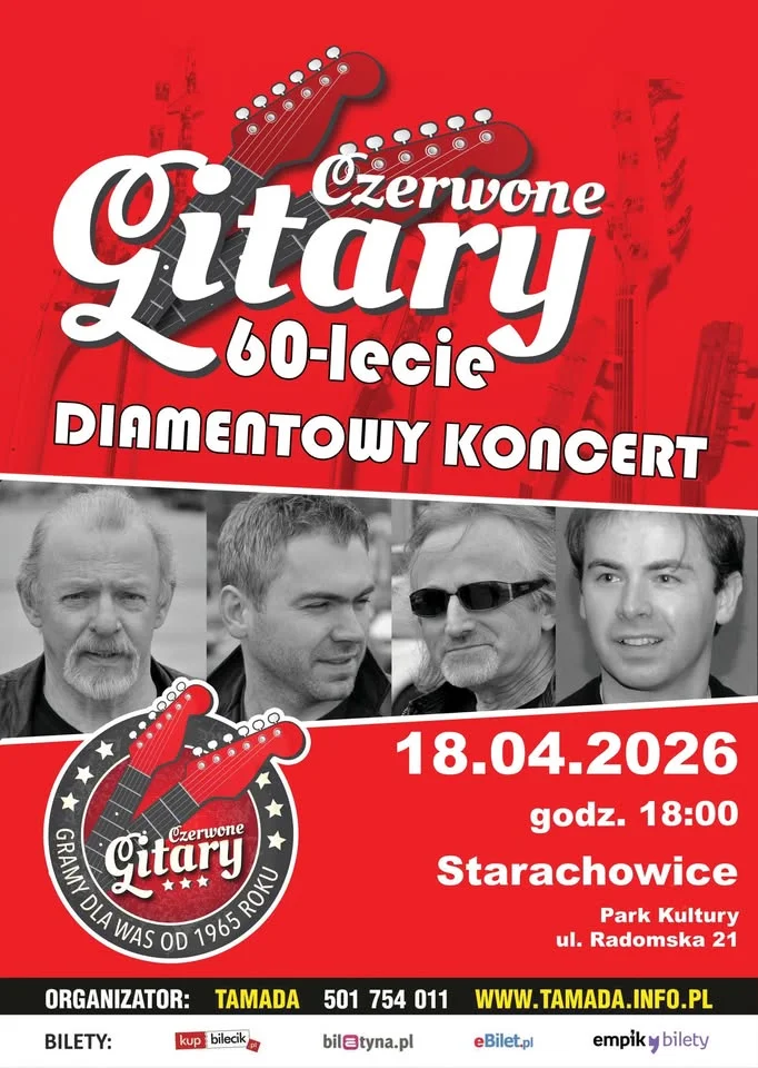 Grafika promocyjna wydarzenia Czerwone Gitary — Diamentowy Koncert w Starachowicach (60-lecie)