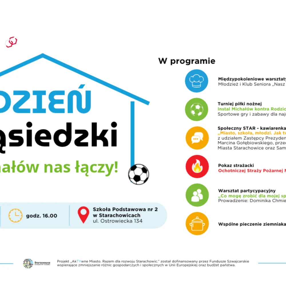 Grafika promocyjna wydarzenia Dzień Sąsiedzki „Michałów nas łączy!”