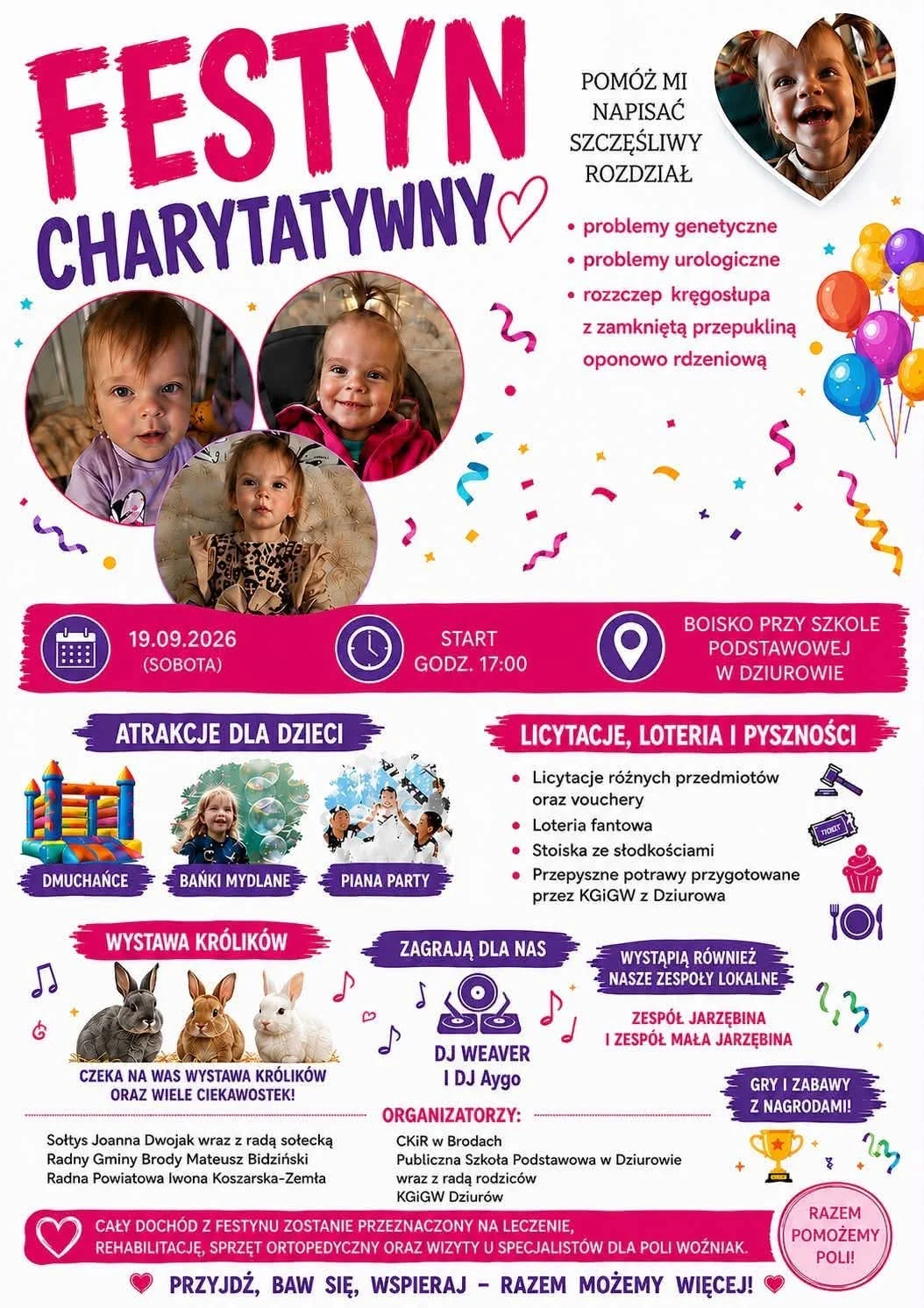 Grafika promocyjna wydarzenia Festyn Charytatywny dla Poli Woźniak