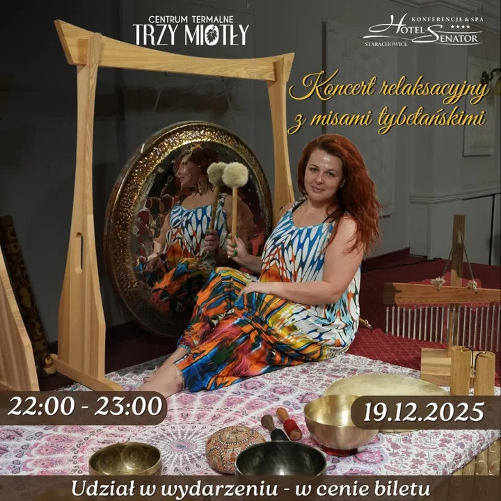 Grafika promocyjna wydarzenia Koncert relaksacyjny z misami tybetańskimi — Karolina Jakaboska (19 grudnia 2025)
