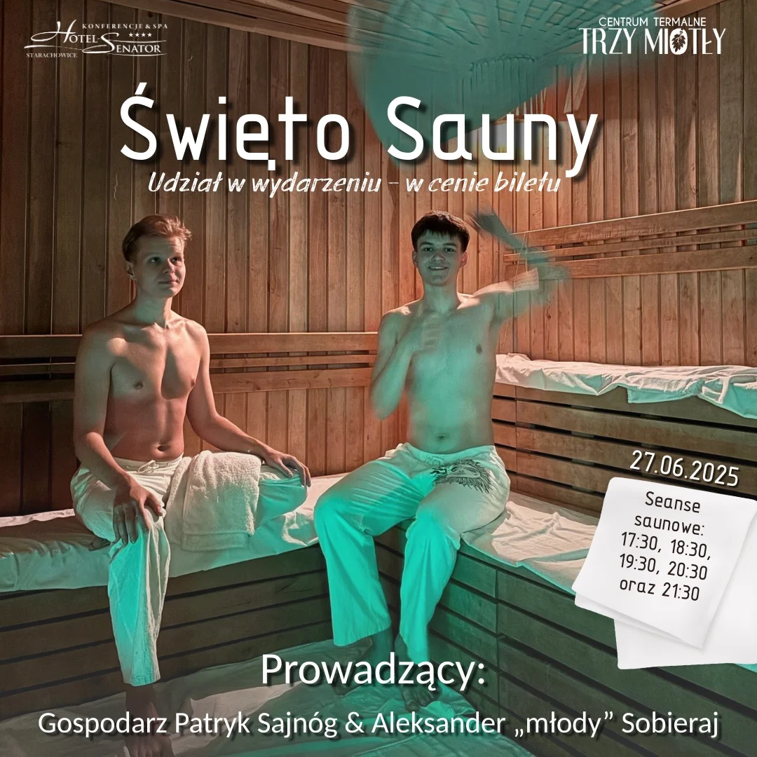 Grafika promocyjna wydarzenia Letnie seanse saunowe w Starachowicach 27 czerwca 2025