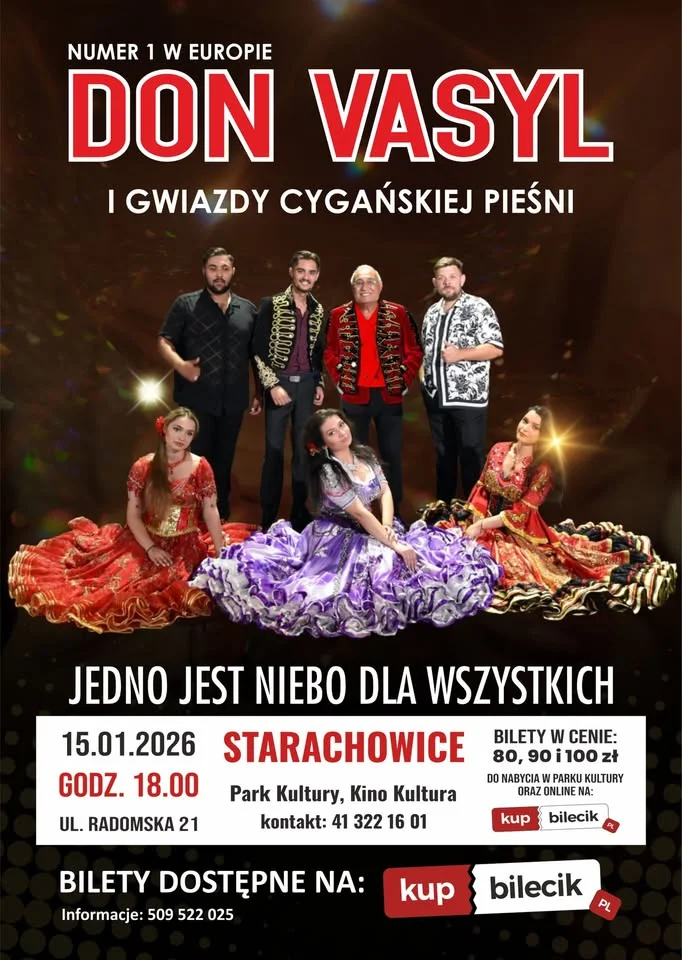 Grafika promocyjna wydarzenia Od Czardasza do Przeboju — Don Vasyl i Gwiazdy Cygańskiej Pieśni w Starachowicach