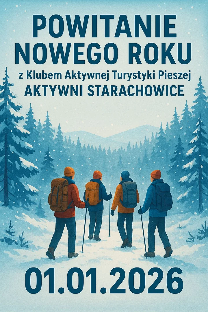 Grafika promocyjna wydarzenia Spacer z okazji Powitania Nowego Roku w Starachowicach