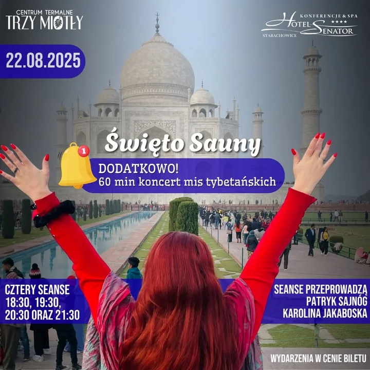 Obrazek przedstawia grafikę promocyjną wydarzenia Wieczór saunowania z muzyką na żywo w Trzy Miotły