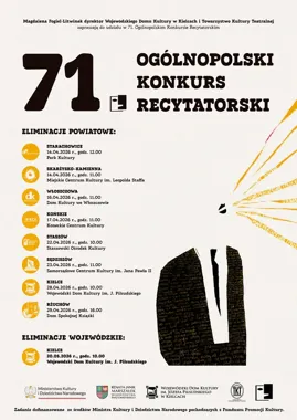 Grafika promocyjna wydarzenia 71. Ogólnopolski Konkurs Recytatorski — eliminacje powiatowe w Starachowicach