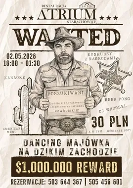 Grafika promocyjna wydarzenia Dancing Majówka – Na Dzikim Zachodzie w Starachowicach