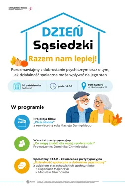 Grafika promocyjna wydarzenia Dzień Sąsiedzki „Razem nam lepiej!”