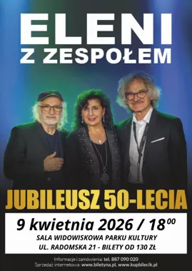 Grafika promocyjna wydarzenia ELENI z ZESPOŁEM — jubileuszowy koncert w Starachowicach