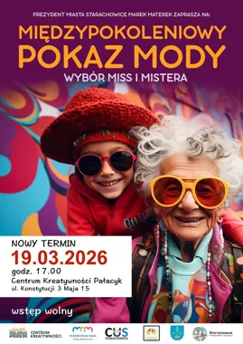 Grafika promocyjna wydarzenia Międzypokoleniowy Pokaz Mody — Pałacyk, Starachowice, 19 marca 2026