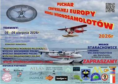 Grafika promocyjna wydarzenia Puchar Centralnej Europy Modeli Wodnosamolotów – finał w Starachowicach