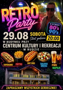 Grafika promocyjna wydarzenia Retro Party