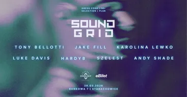 Grafika promocyjna wydarzenia Sound Grid 4 — noc bez dystansu: techno, hard dance i bounce w Starachowicach