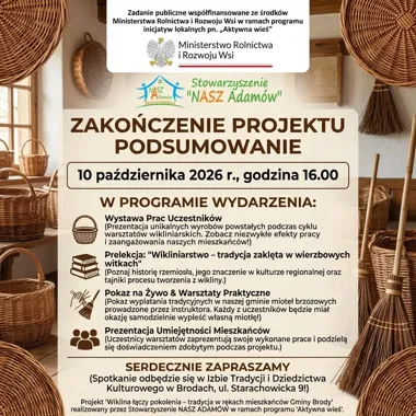 Grafika promocyjna wydarzenia Spotkanie o tradycji wikliniarskiej w Brodach