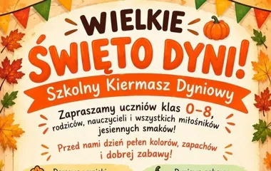 Grafika promocyjna wydarzenia Szkolny Kiermasz Dyniowy