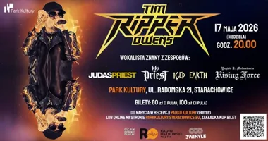 Grafika promocyjna wydarzenia Tim Ripper Owens — koncert w Parku Kultury w Starachowicach