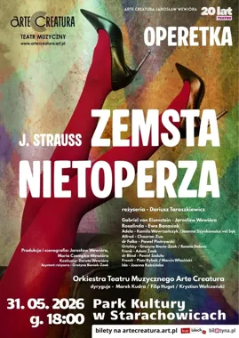 Grafika promocyjna wydarzenia Zemsta Nietoperza — operetka Johanna Straussa II w Starachowicach