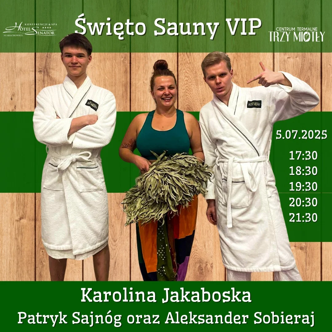Grafika promocyjna wydarzenia Wieczorne seanse saunowe w Trzy Miotły w Starachowicach