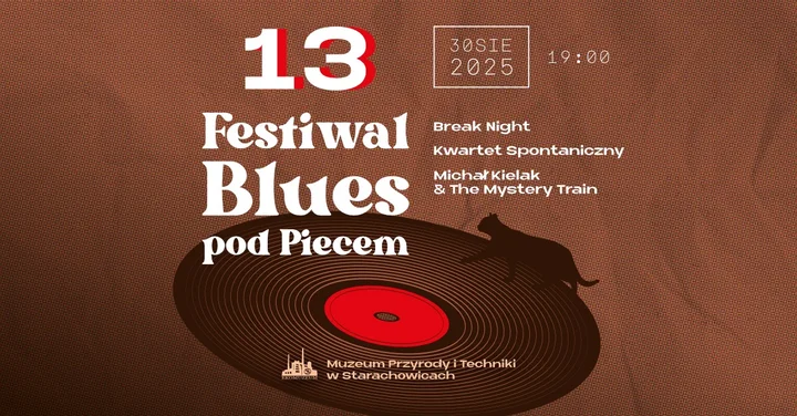 Obrazek przedstawia grafikę promocyjną wydarzenia Letni festiwal bluesowy w zabytkowym zakładzie wielkopiecowym