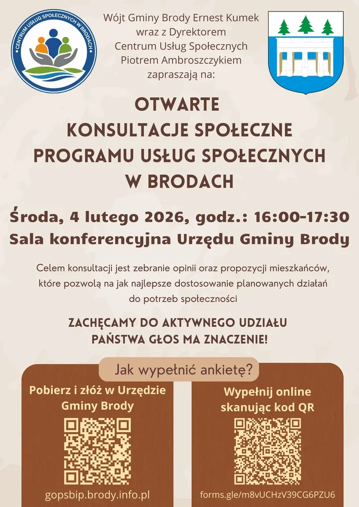 Spotkanie i ankieta - konsultacje Programu Usług Społecznych dla mieszkańców Brodów
