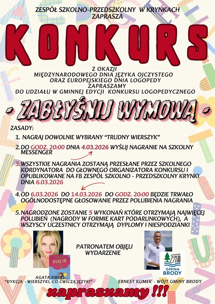 Ostatni moment na udział w konkursie „Zabłyśnij wymową” – szansa dla dzieci z Gminy Brody