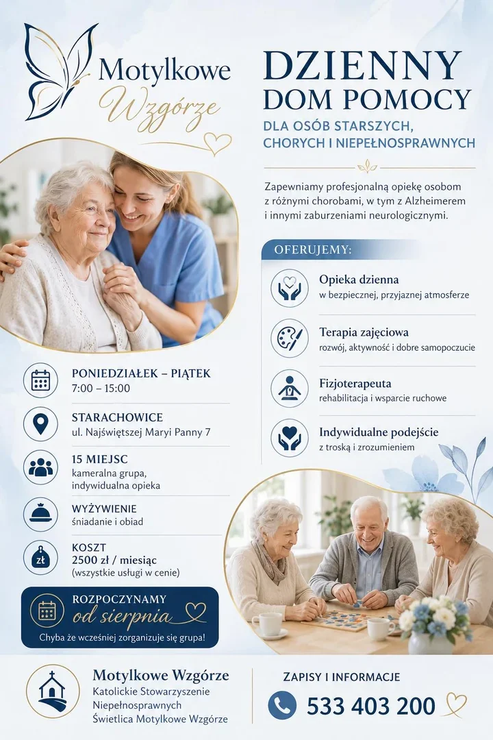 Dzienny Dom Pomocy "Motylkowe Wzgórze" zaprasza seniorów. Tylko 15 miejsc