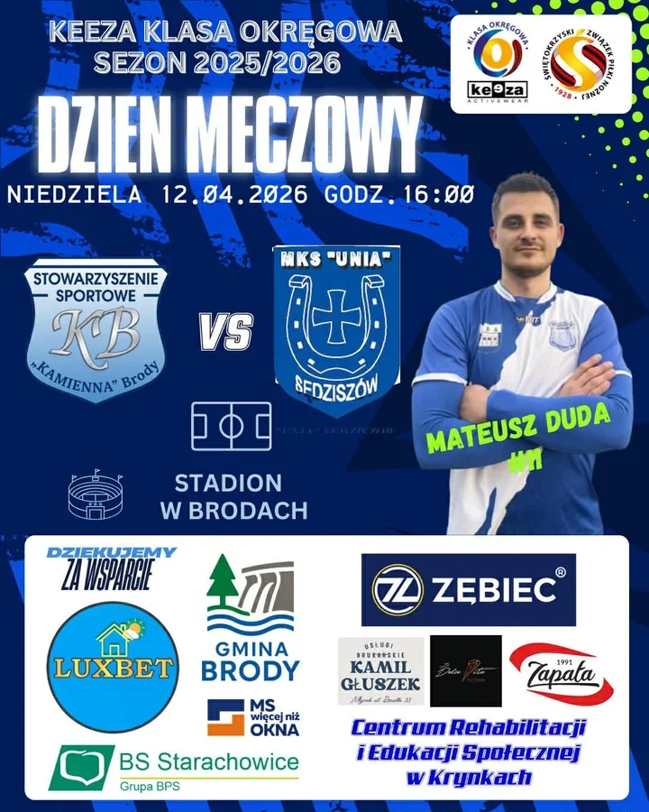 Na stadionie w Brodach szykuje się mecz, który może przestawić ligową tabelę
