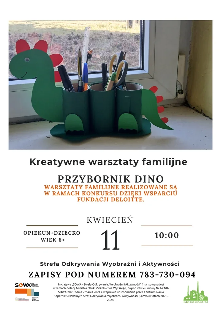 Dinozaur zamiast zwykłego pojemnika. W muzeum szykują familijne warsztaty