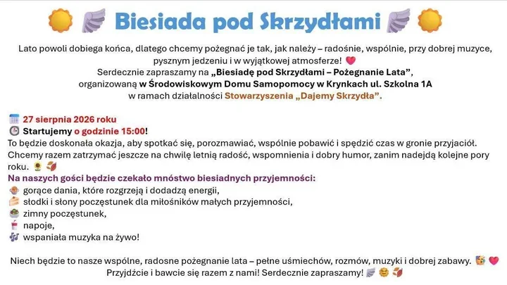 Muzyka, biesiadne jedzenie i spotkanie w Krynkach. Nadchodzi pożegnanie lata