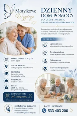 Dzienny Dom Pomocy "Motylkowe Wzgórze" zaprasza seniorów. Tylko 15 miejsc