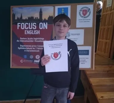 Maksymilian Nowak z Krynek stanął na podium konkursu angielskiego w Starachowicach