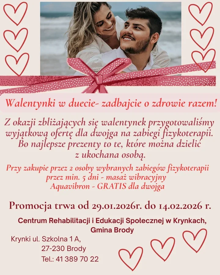 Walentynkowa oferta dla par - przy zabiegach fizykoterapii masaż Aquavibron gratis