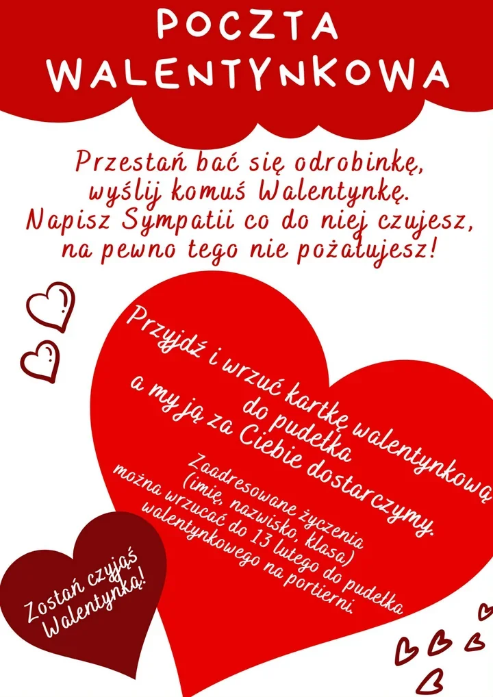Walentynkowa poczta przy Zespole Szkolno-Przedszkolnym w Lubieni - jak uczniowie mogą wysłać kartkę