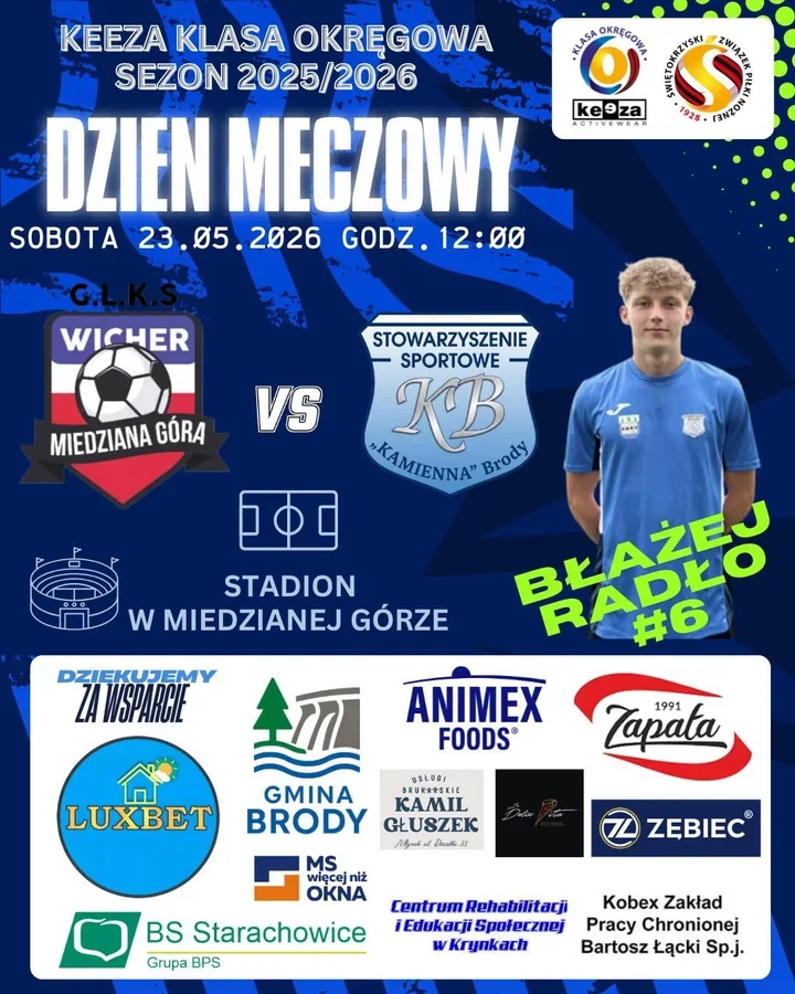 Zespół z Brodów jedzie po rewanż. Wicher z Miedzianej Góry broni czwartego miejsca