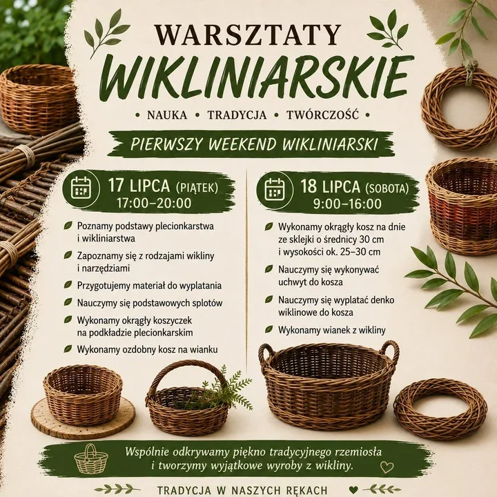 Wiklina, kosze i wianki. W Brodach uczestnicy poznają sztukę plecionkarstwa