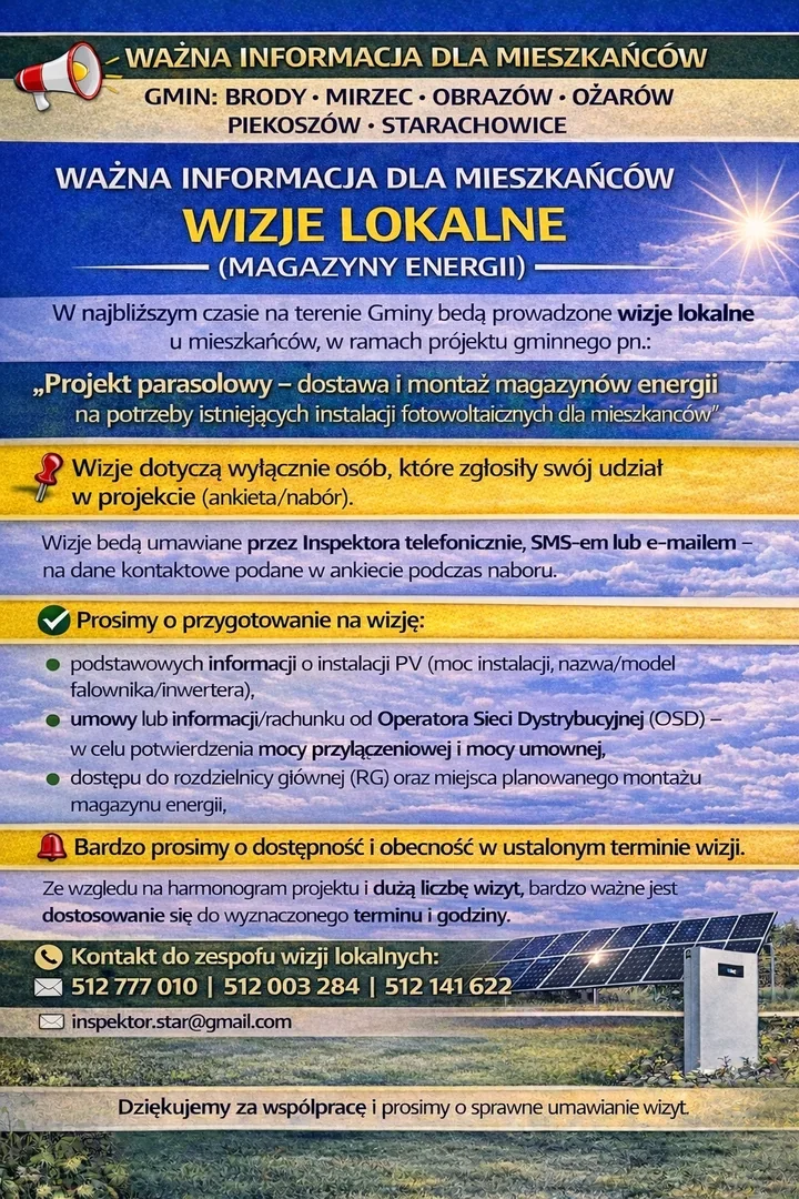 Gmina Brody zaczyna wizje lokalne w ramach projektu magazynów energii