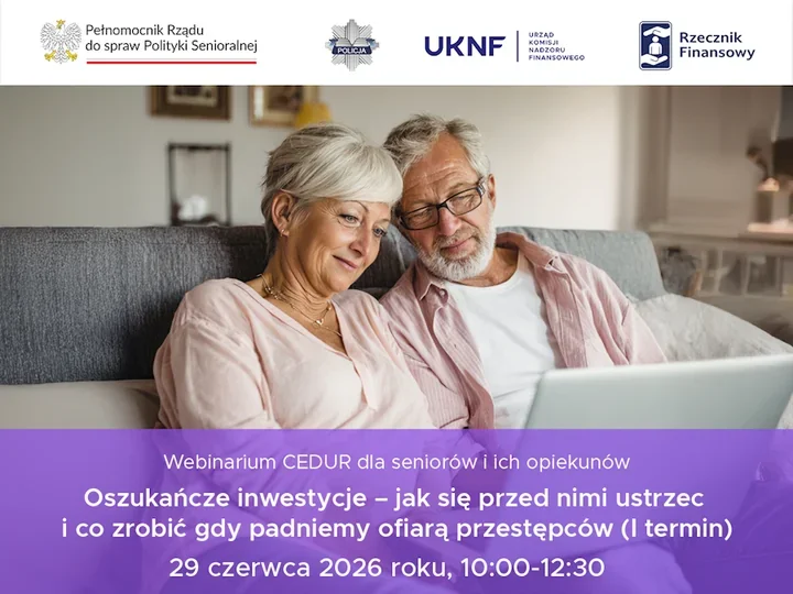 Bezpłatne webinarium ostrzeże seniorów przed oszustwami inwestycyjnymi