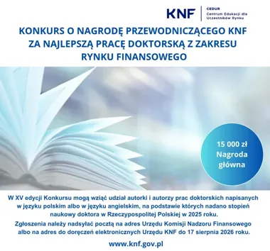 Praca doktorska może przynieść 15 tysięcy złotych. Ruszył konkurs KNF